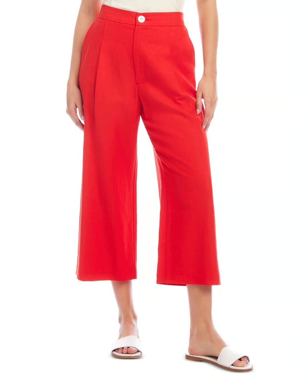 Karen Kane Cropped Pleated Pants High Rise Wide Leg Work Office Preppy Holiday M